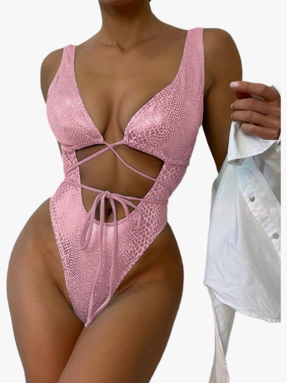 Pink Shimmer Snakeskin One Piece Swimsuit/Rave outfit
